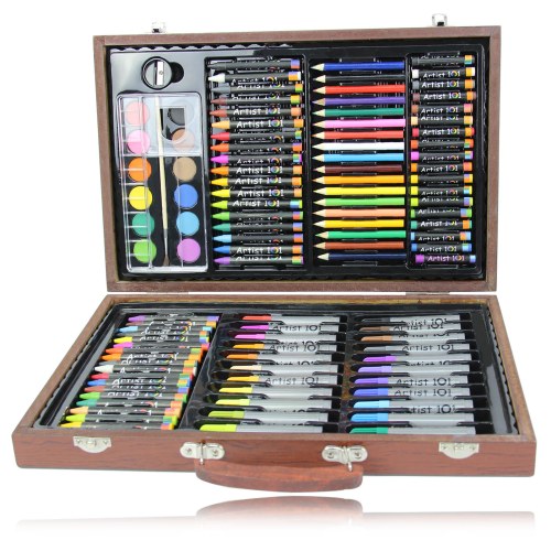 Colorful Art Set with Wooden Box